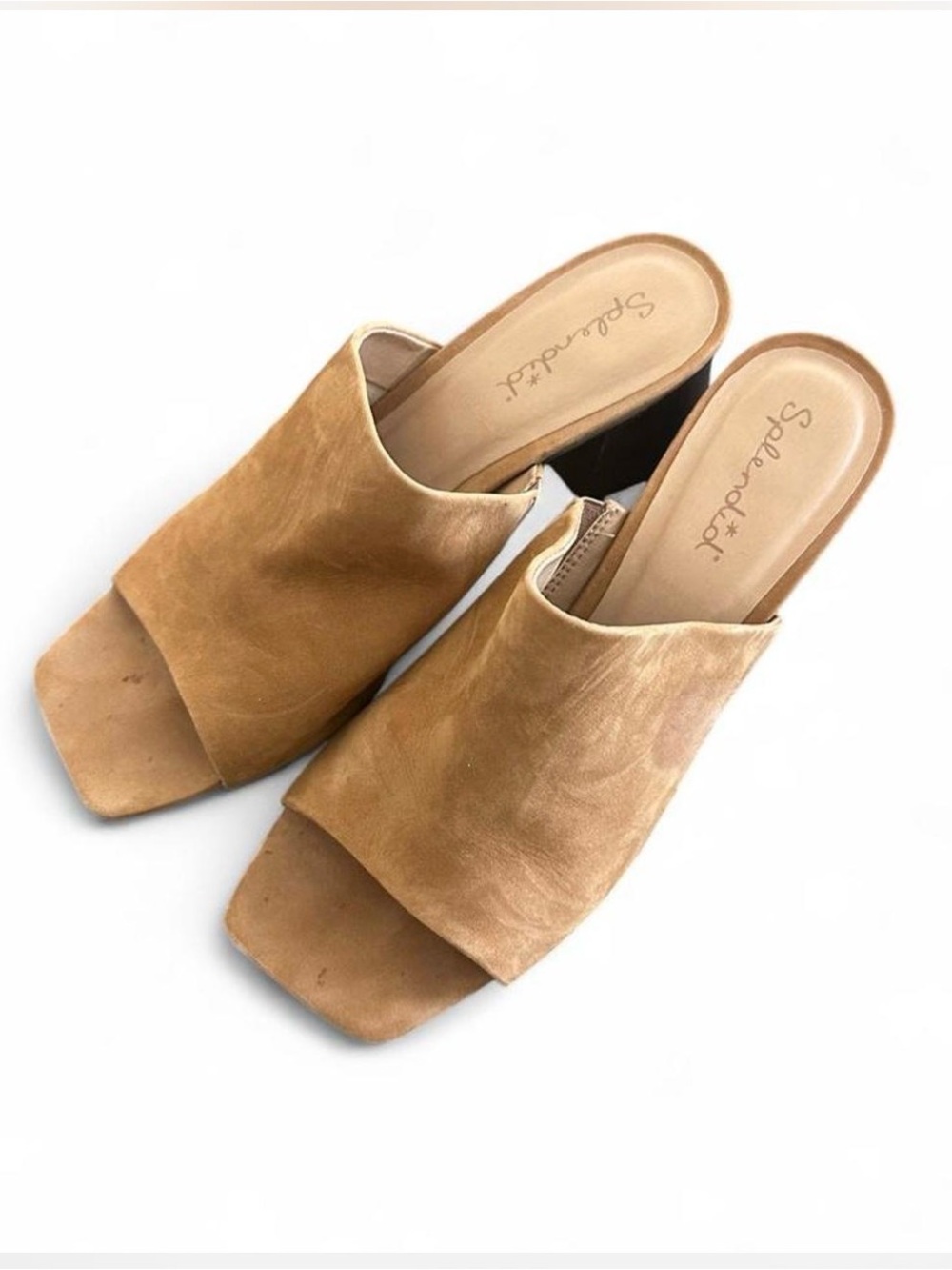 Splendid Tan Suede Open-Toe Mules